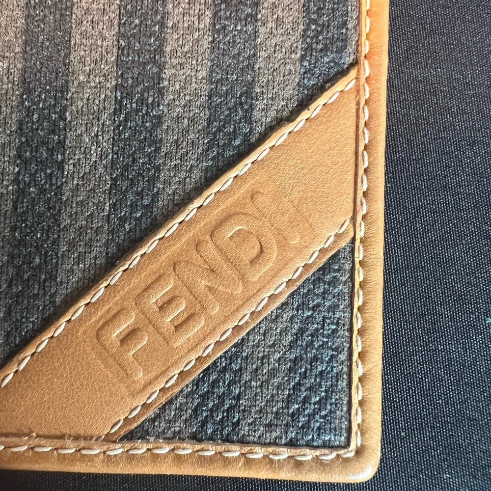 Fendi Striped Wallet with Tan Trim